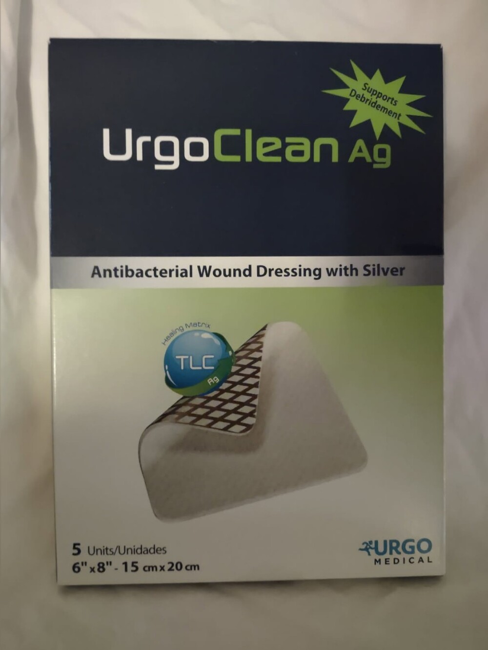 Urgo Medical UrgoClean Ag Antibacterial Silver Wound Dressing 6 x 8" Sterile 5pk